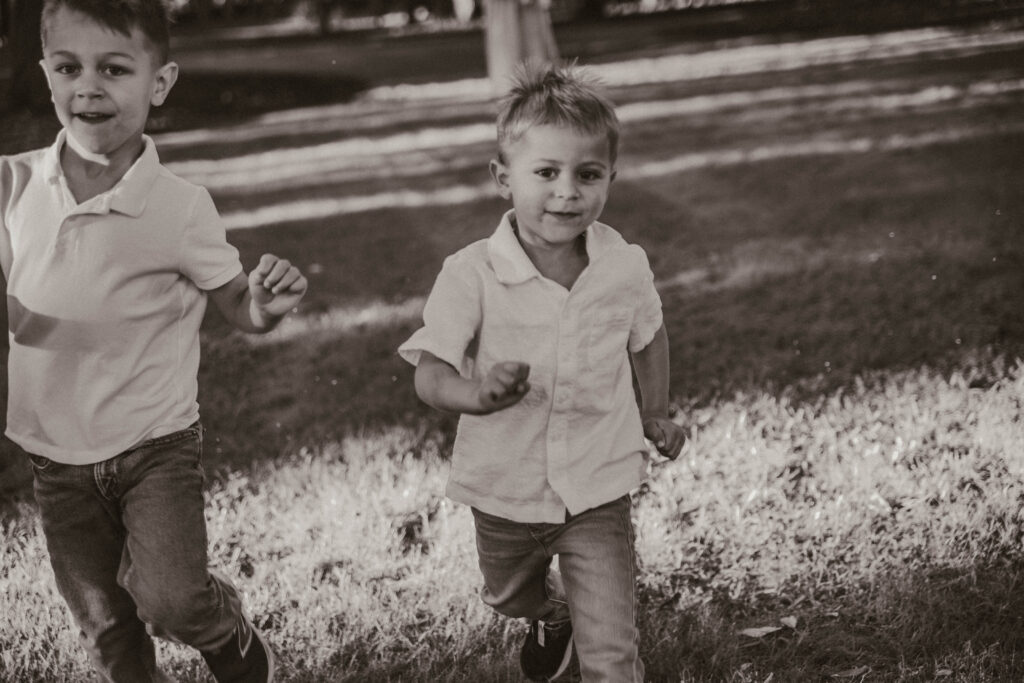two boys running in Charleston SC